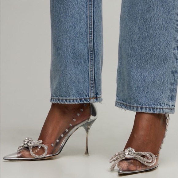 MACH & MACH NEW Double Bow PVC Clear Pumps Heels Crystal - Picture 2 of 14